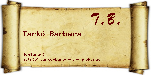 Tarkó Barbara névjegykártya
